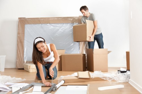 Student removals in Westminster with packed boxes ready for transport