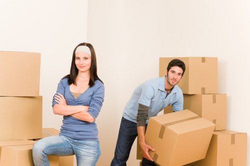 Moving boxes and residential buildings in Westminster